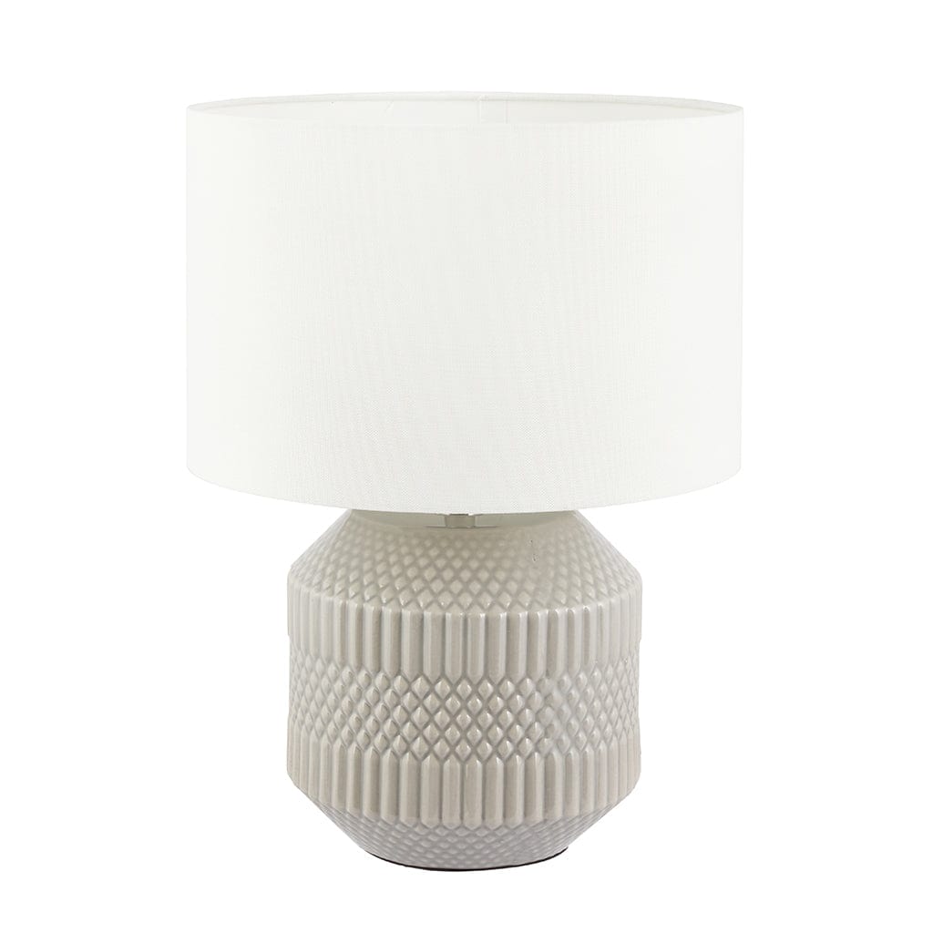Meribel Grey Geo Textured Ceramic Table Lamp