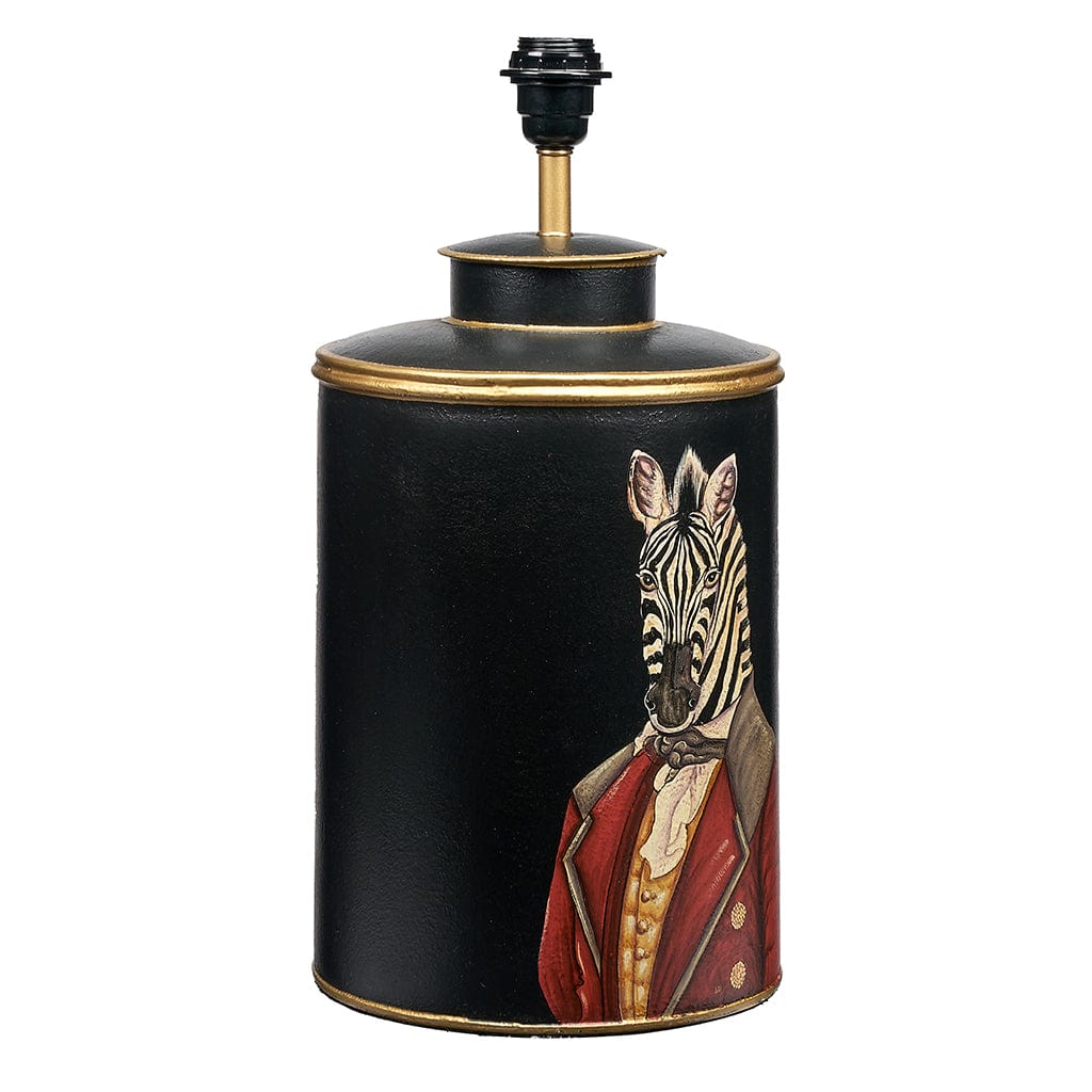 Zebra Black Hand Painted Metal Table Lamp