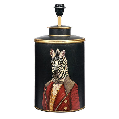 Zebra Black Hand Painted Metal Table Lamp