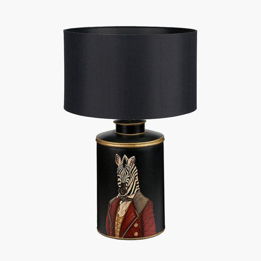 Zebra Black Hand Painted Metal Table Lamp