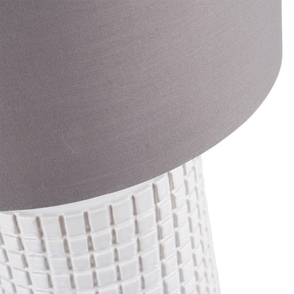 Malone Textured White Squares Design Stoneware Table Lamp