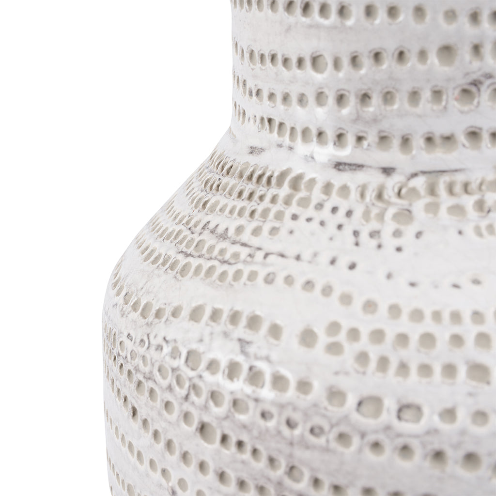 Alina White Dot Design Stoneware Table Lamp