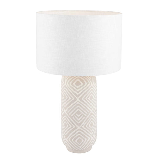 Margot Grey Patterned Stoneware Table Lamp