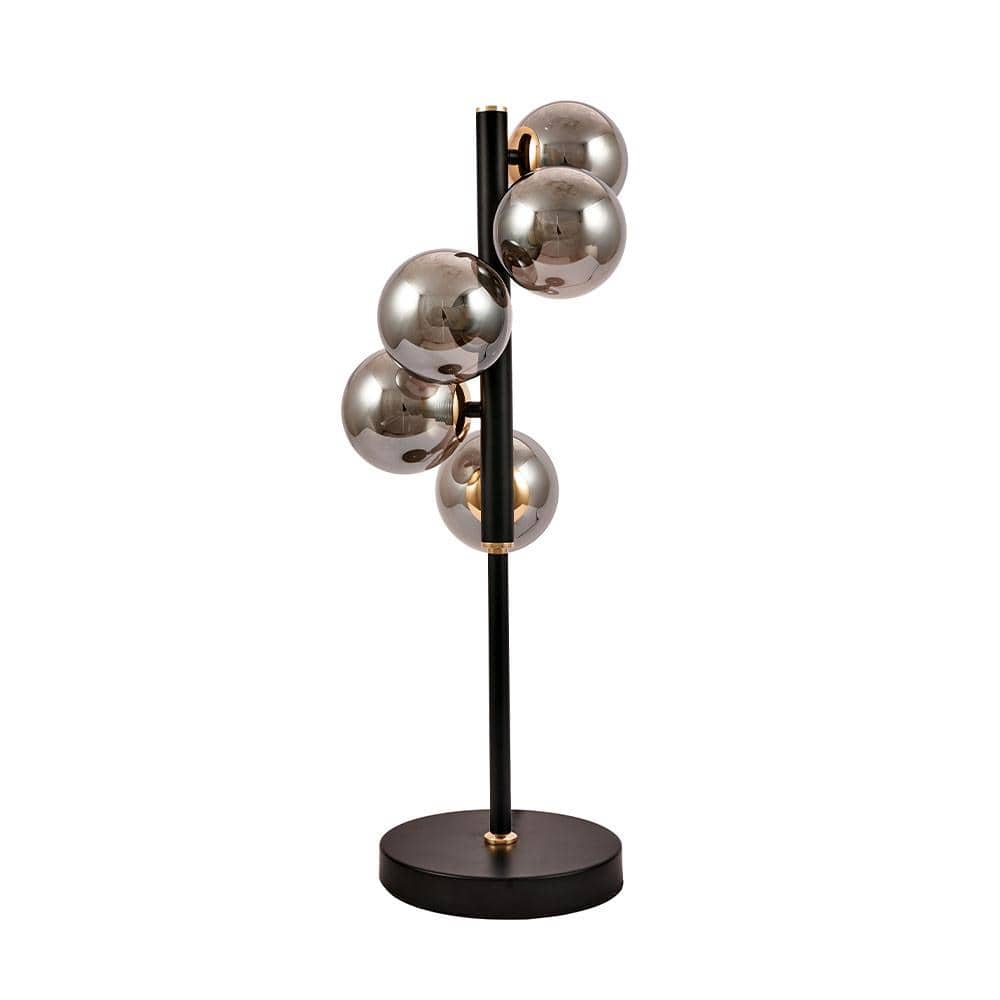 Blair Smoke Glass Ball and Black Metal Table Lamp