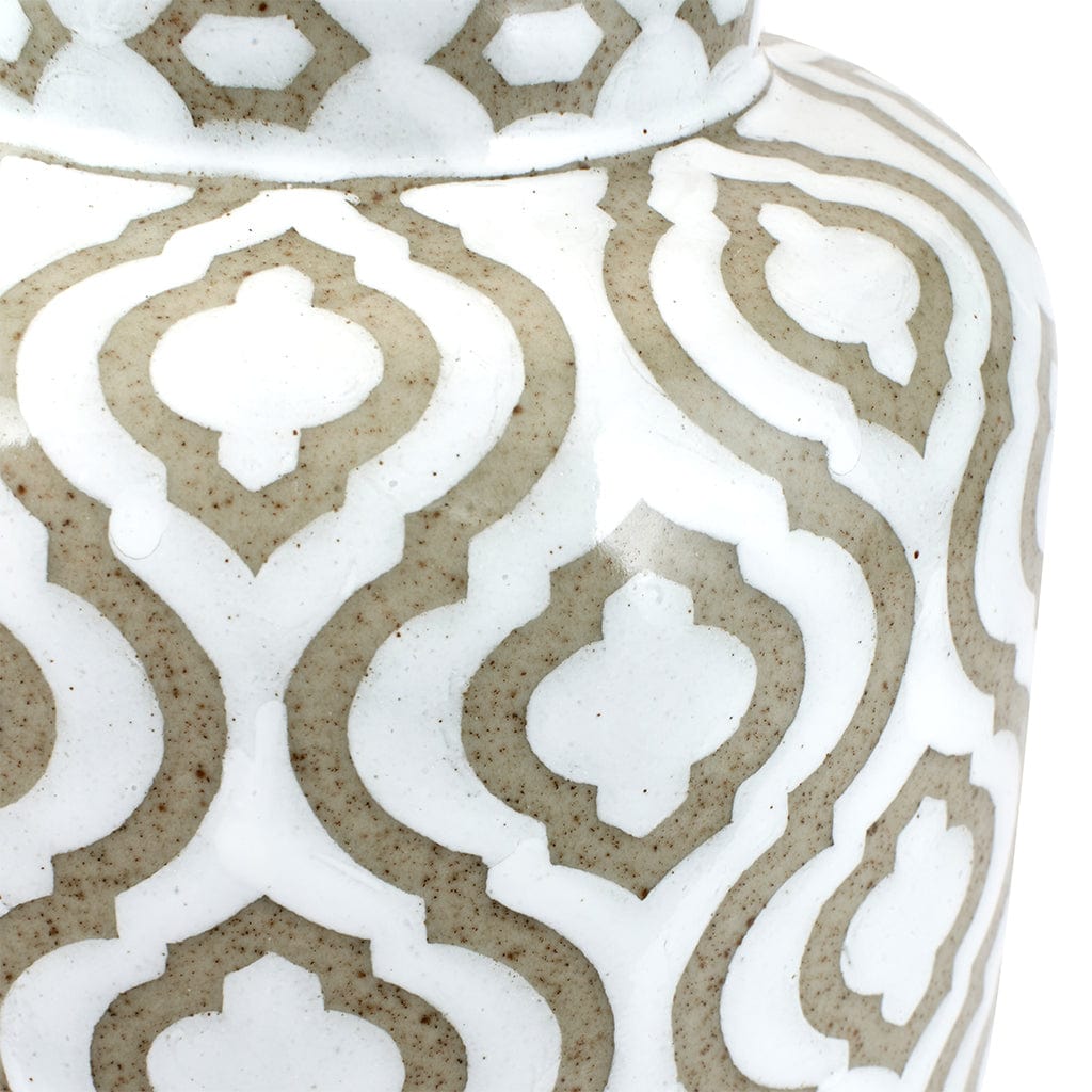 Celia Taupe & White Pattern Ceramic Table Lamp