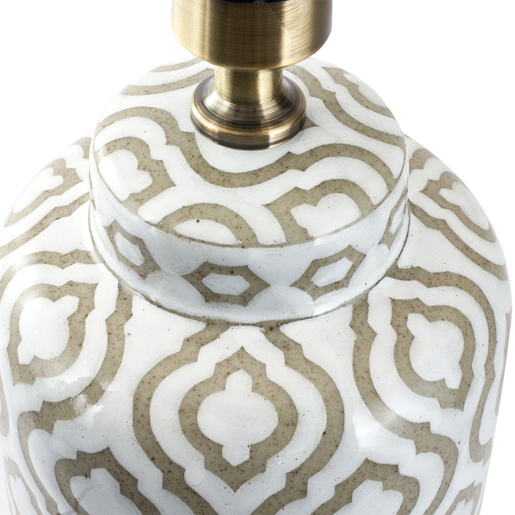 Celia Taupe & White Pattern Ceramic Table Lamp