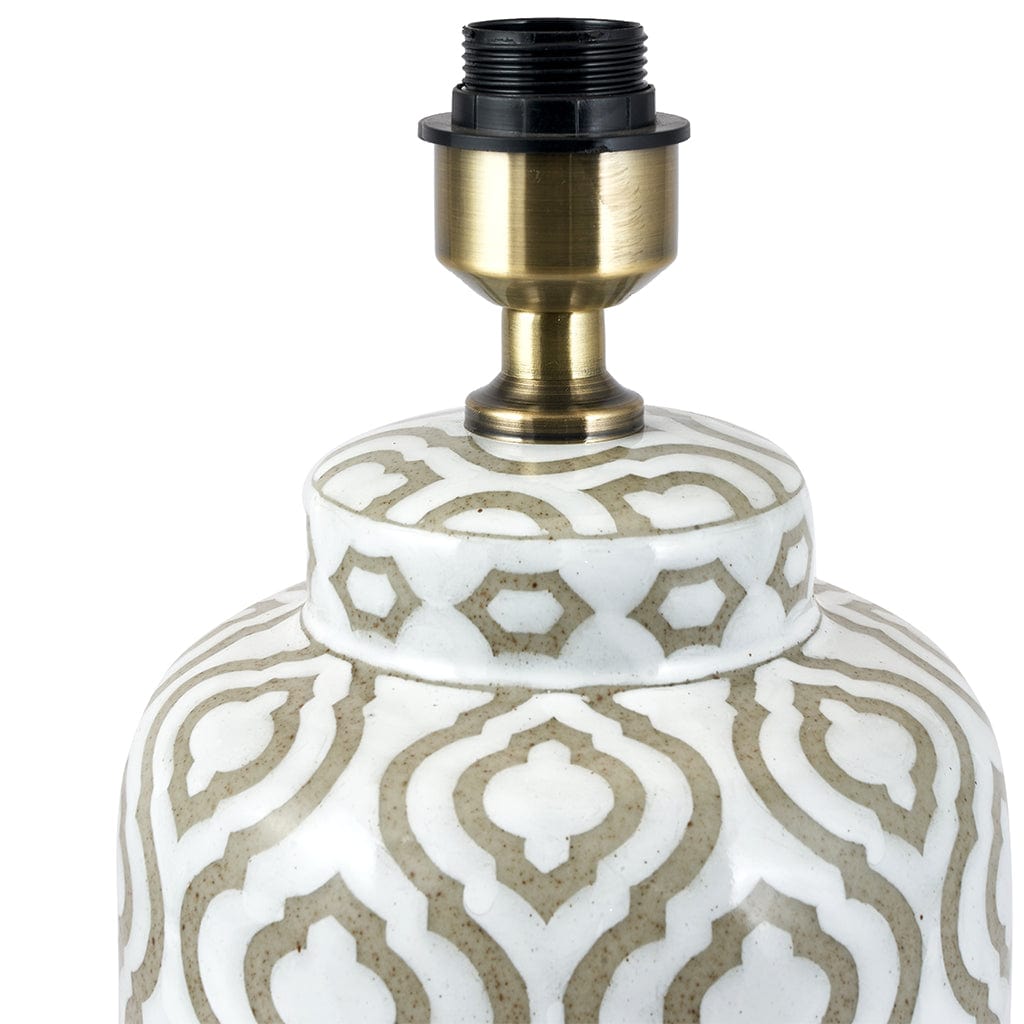 Celia Taupe & White Pattern Ceramic Table Lamp