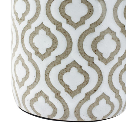 Celia Taupe & White Pattern Ceramic Table Lamp