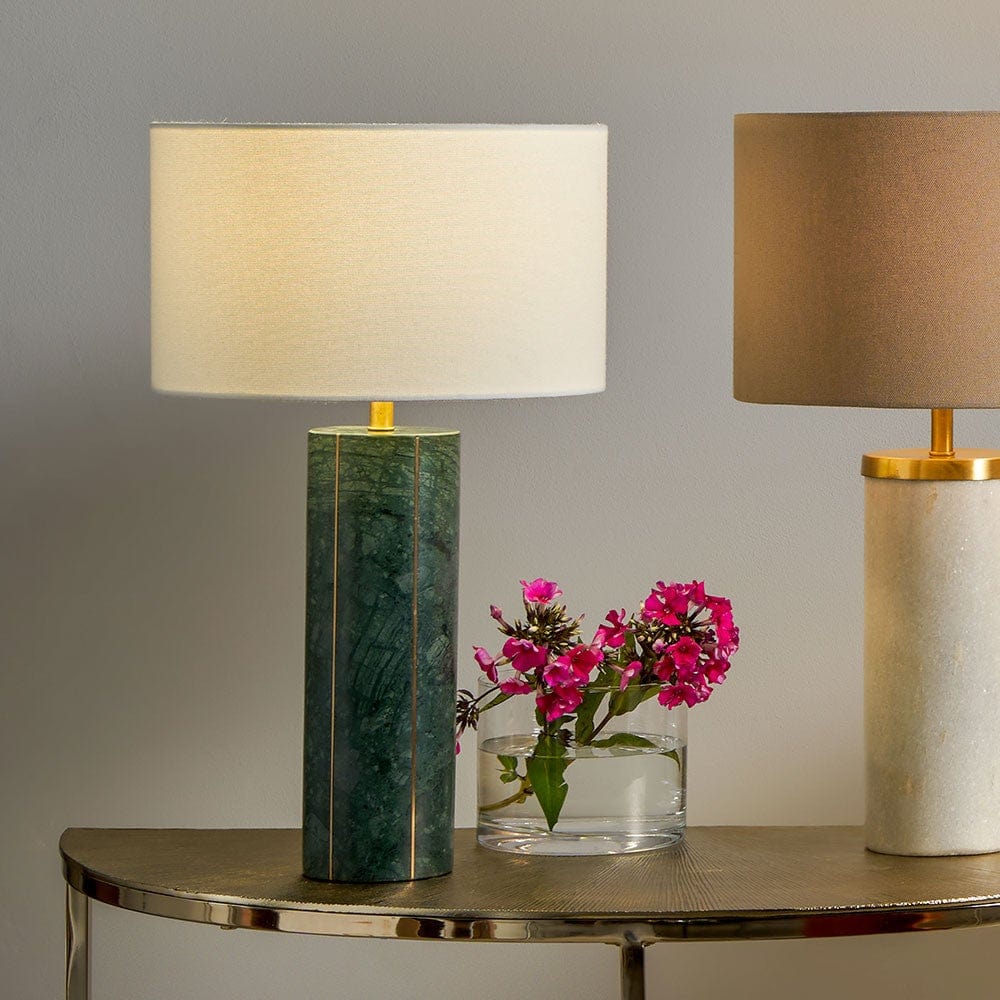 Venetia Green Marble & Gold Metal Tall Table Lamp