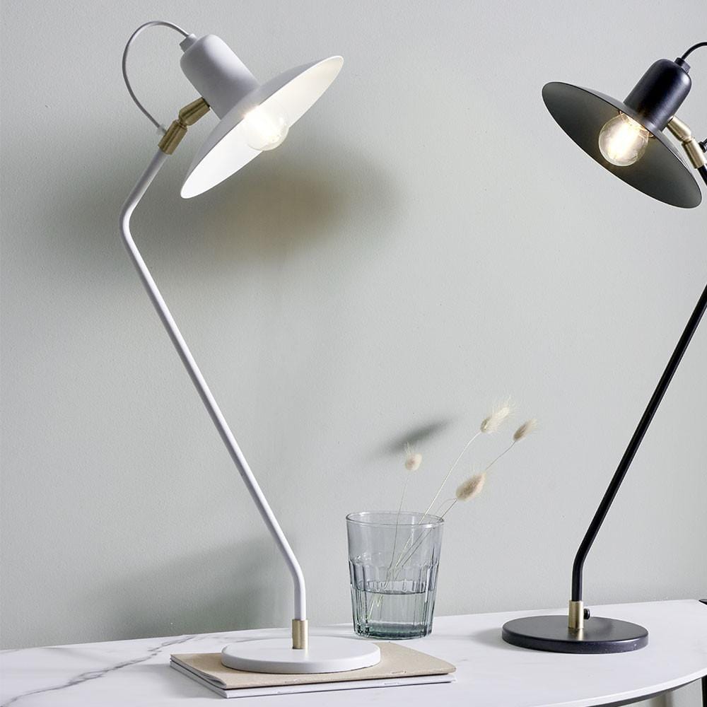 Matt White Metal Angle Arm Task Table Lamp