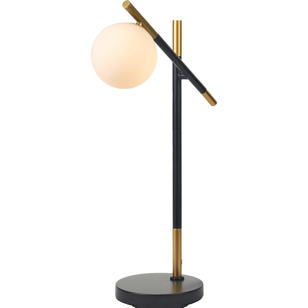 Wanda White Orb & Black Metal Table Lamp