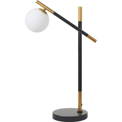 Wanda White Orb & Black Metal Table Lamp