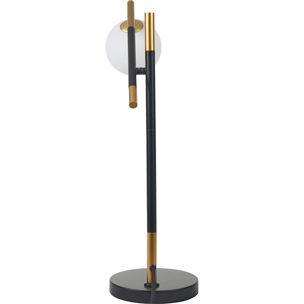 Wanda White Orb & Black Metal Table Lamp