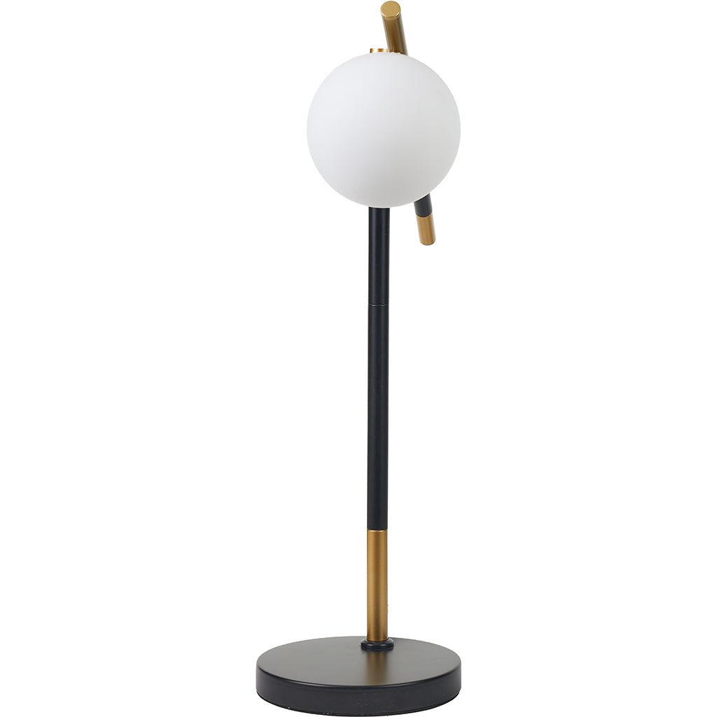 Wanda White Orb & Black Metal Table Lamp