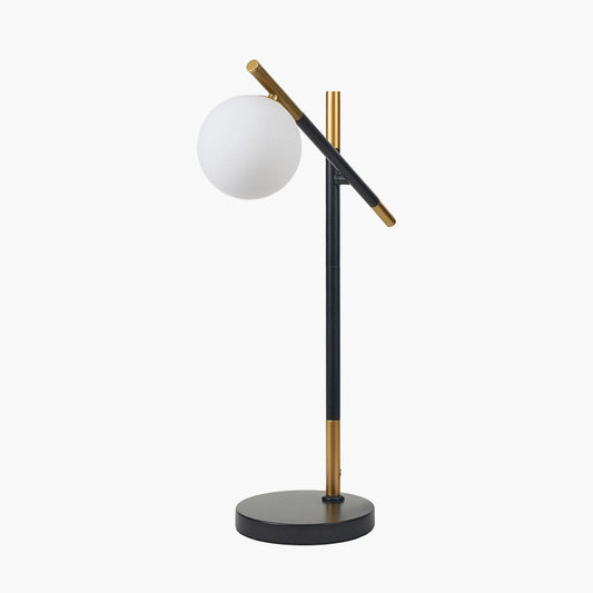 Wanda White Orb & Black Metal Table Lamp