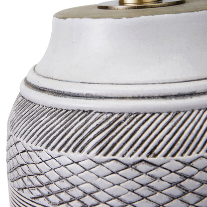 Kira White & Black Textured Stoneware Lamp