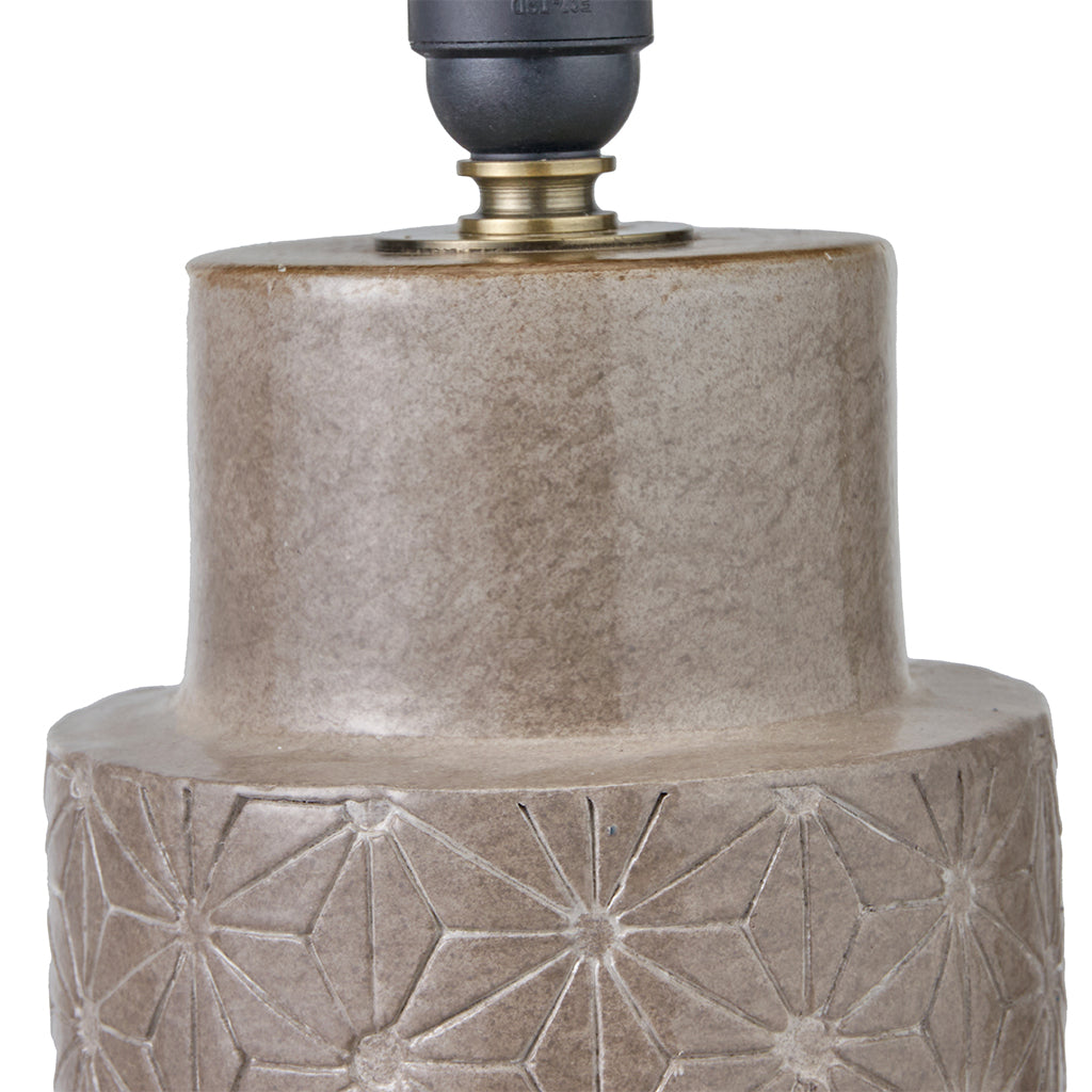 Sidra Grey Stoneware Etch Detail Table Lamp