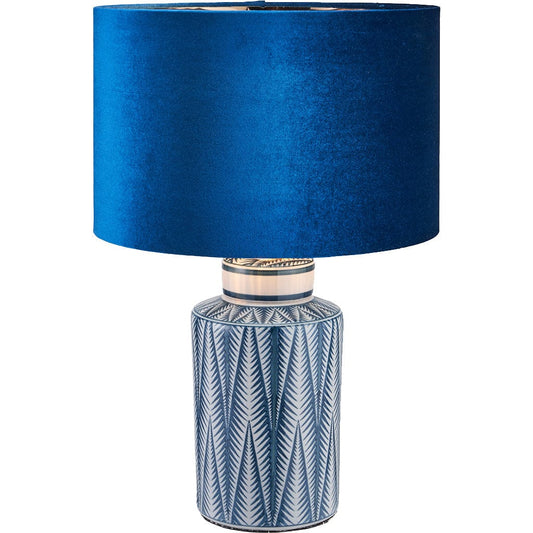 Samara Blue & White Aztec Pattern Ceramic Table Lamp