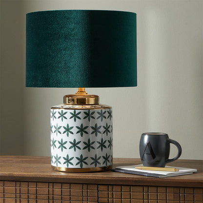 Thea Green & Gold Leaf Ceramic Table Lamp