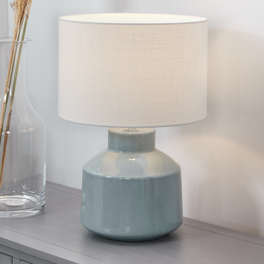 Nora Duck Egg Blue Crackle Effect Table Lamp