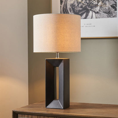 Block Black Ceramic Tall Table Lamp