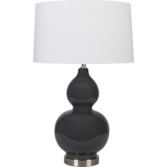 Gatsby Grey Ceramic Table Lamp With Brushed Silver Metal Detail