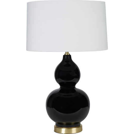 Gatsby Black Ceramic Table Lamp With Brushed Gold Metal Detail