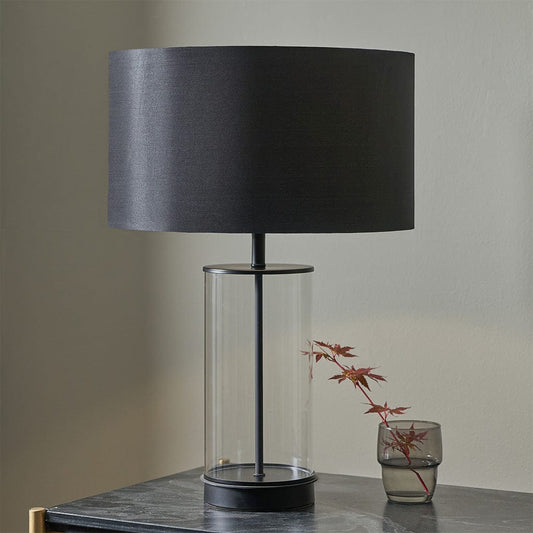 Westwood Clear Glass & Black Metal Table Lamp