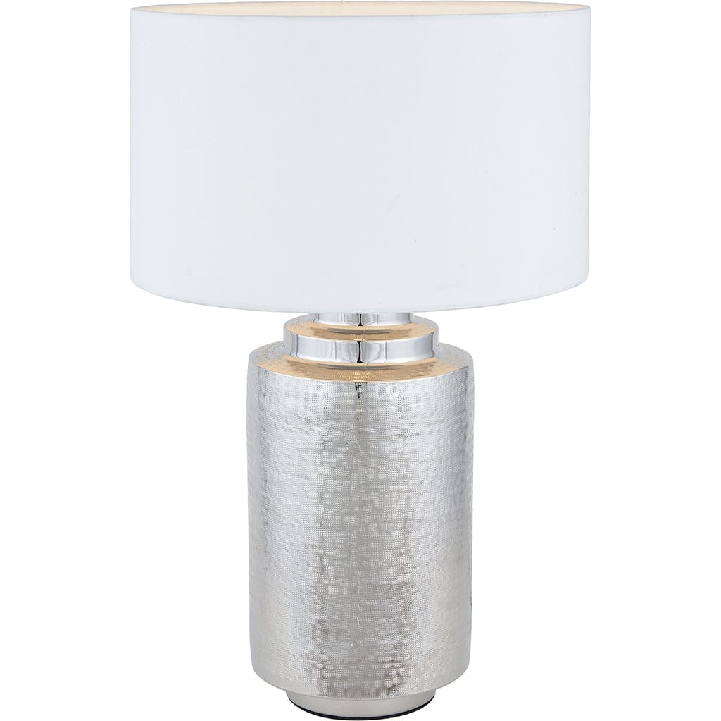 Zuri Large Shiny Silver Metal Pot Table Lamp