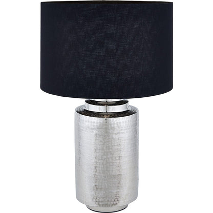 Zuri Large Shiny Silver Metal Pot Table Lamp