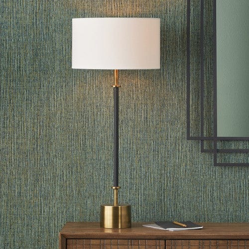 Antoine Black Croc & Antique Brass Tall Metal Table Lamp Base