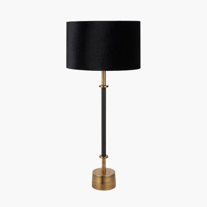 Antoine Black Croc & Antique Brass Tall Metal Table Lamp Base