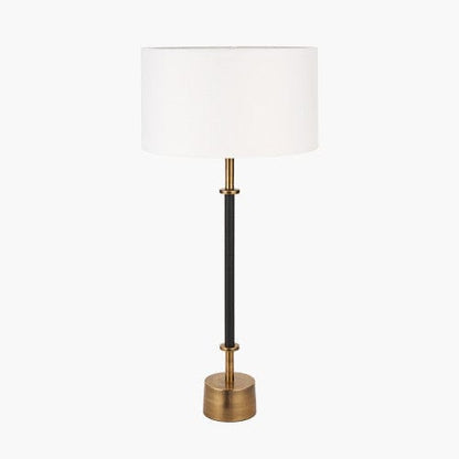 Antoine Black Croc & Antique Brass Tall Metal Table Lamp Base