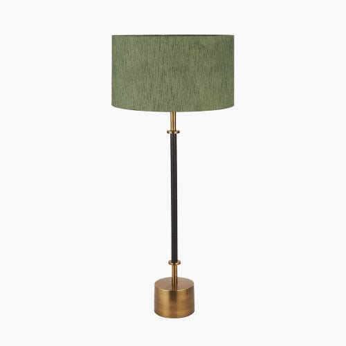 Antoine Black Croc & Antique Brass Metal Table Lamp
