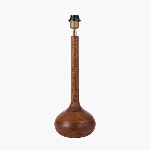 Toma Oiled Wood Tall Neck Table Lamp with Timorous Beasties Epic Botanic Beige Peach