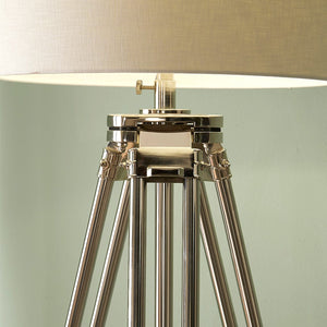 Nickel & Wood Tripod Floor Lamp