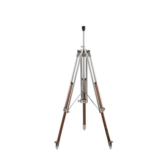 Nickel & Wood Tripod Floor Lamp