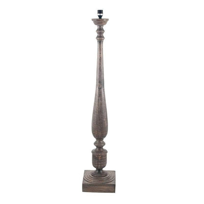 Grey Mango Wood Floor Lamp with Seafoam Ikat Shade