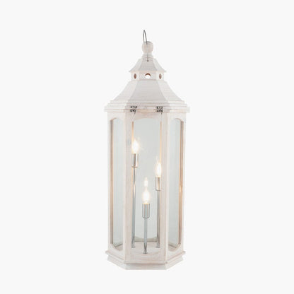 White Wash Wood Lantern Floor Lamp