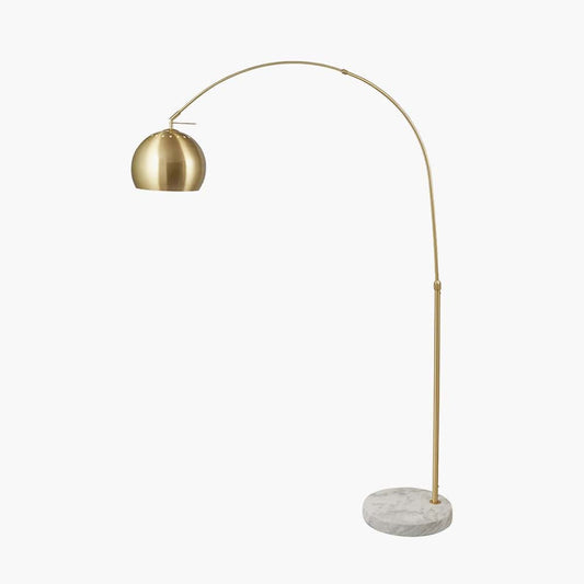 Feliciani Brushed Brass Metal & White Marble Floor Lamp