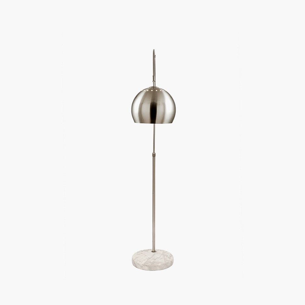 Feliciani Brushed Silver Metal & White Marble Floor Lamp