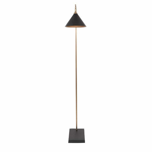 Zeta Matt Black and Antique Brass Floor Lamp