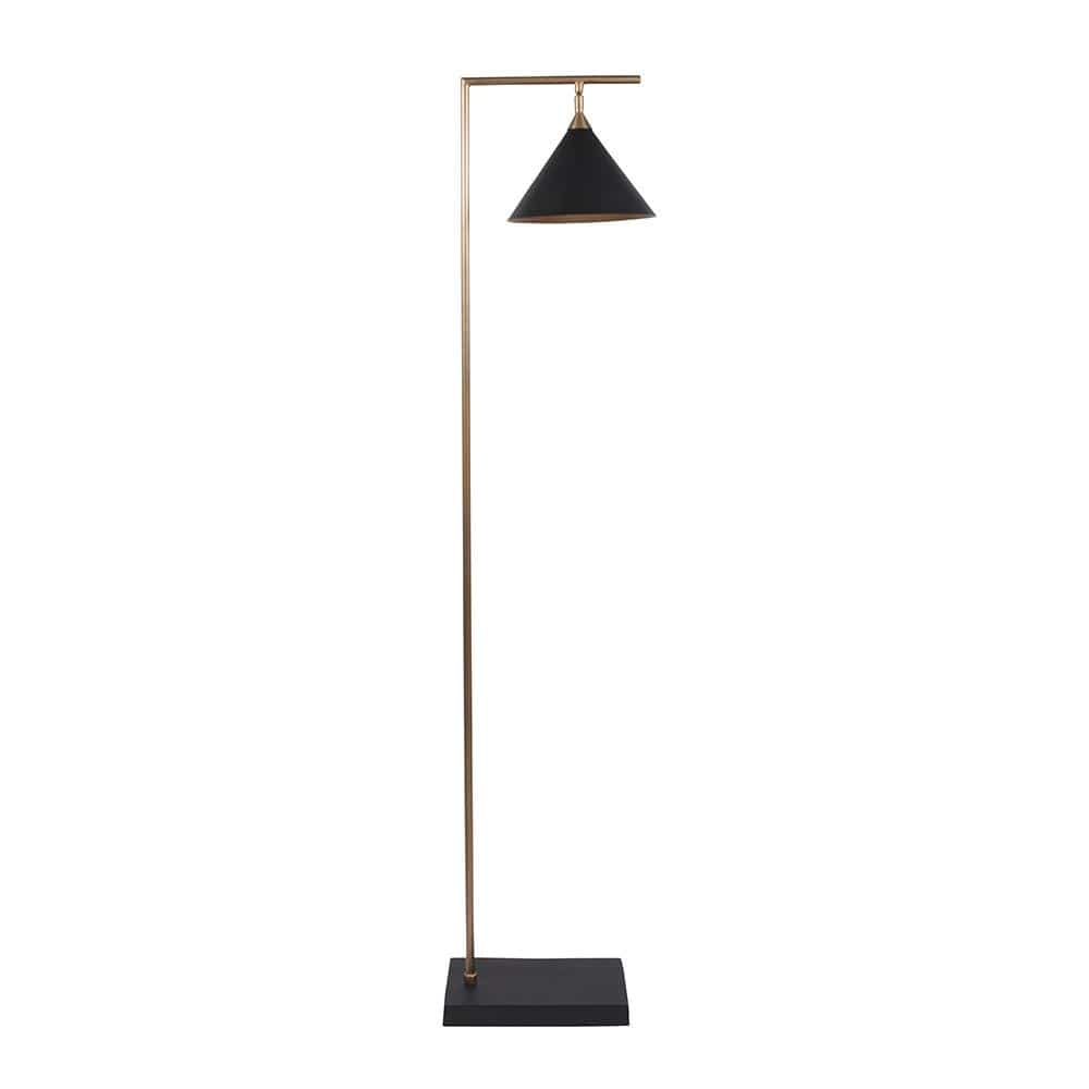 Zeta Matt Black & Antique Brass Floor Lamp