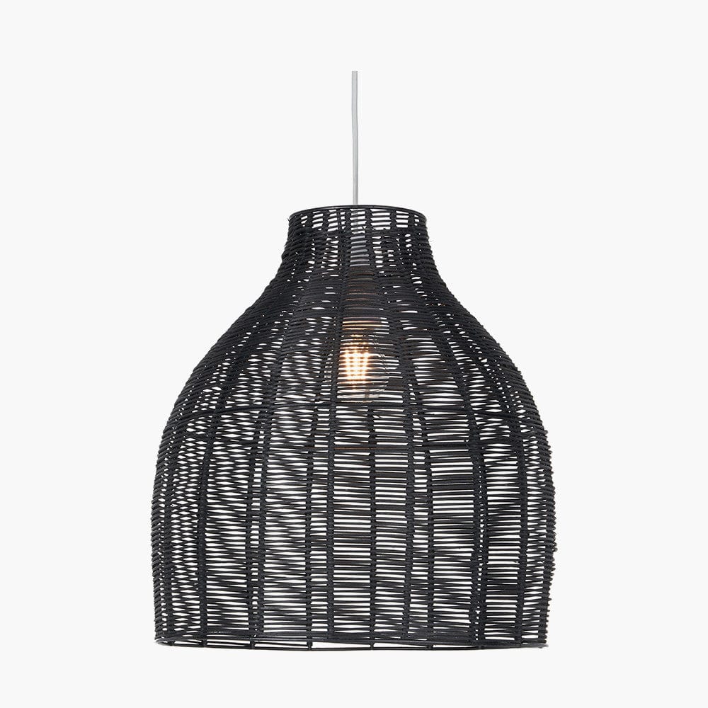 Caswell Black Rattan Cloche Pendant Shade