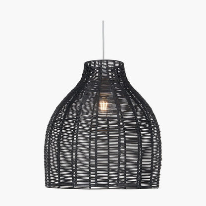 Caswell Black Rattan Cloche Pendant Shade