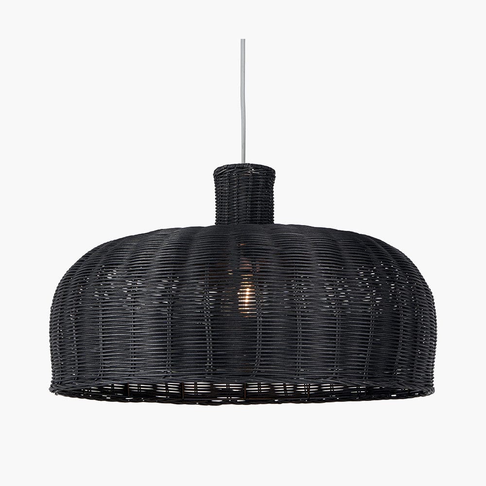 Caswell Black Rattan Dome Pendant Shade