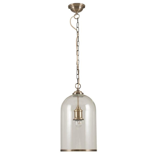 Clear Glass & Brass Pendant