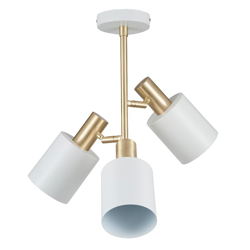 White & Brass 3 Light Pendant