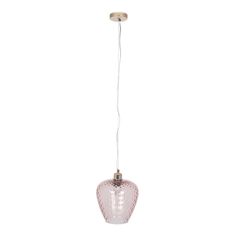 Textured Blush Coloured Glass Pendant