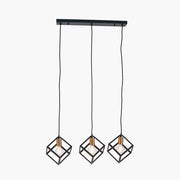 Three Cube Matt Black & Gold Electrified Pendant